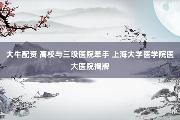 大牛配资 高校与三级医院牵手 上海大学医学院医大医院揭牌
