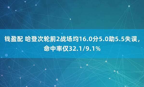 钱盈配 哈登次轮前2战场均16.0分5.0助5.5失误，命中率仅32.1/9.1%